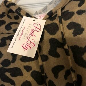Pink Lily Leopard Print Hoodie - Tan and Black